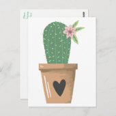 Waterverf Green Cactus Flower Love Heart Briefkaart (Voorkant / Achterkant)