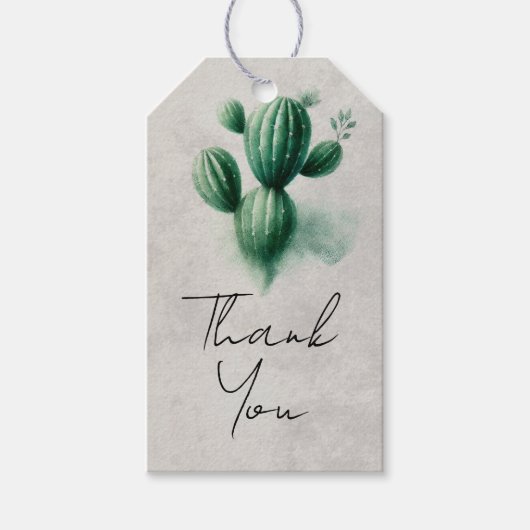 Waterverf Green Cactus Grey Southwest Wedding Cadeaulabel (Voorkant)