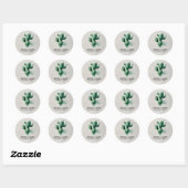 Waterverf Green Cactus Grey Southwest Wedding Ronde Sticker (Vel)
