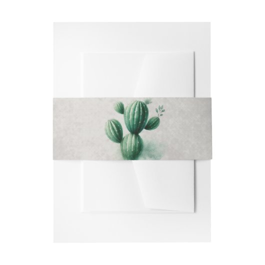 Waterverf Green Cactus Grey Southwest Wedding Uitnodigingen Wikkel (Voorkant Voorbeeld)