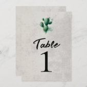 Waterverf Green Cactus Grey Trouwtafel Nummer Kaart (Voorkant / Achterkant)