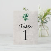 Waterverf Green Cactus Grey Trouwtafel Nummer Kaart (Staand voorkant)
