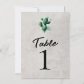 Waterverf Green Cactus Grey Trouwtafel Nummer Kaart (Achterkant)
