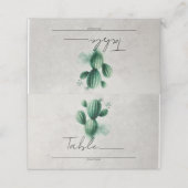 Waterverf Green Cactus Grey Trouwtafel Nummer Plaatskaartje (Buitenkant ongevouwen)