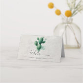 Waterverf Green Cactus Grey Trouwtafel Nummer Plaatskaartje (Achterkant)