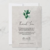 Waterverf Green Cactus Grey Wedding Bedankt Kaart (Voorkant)