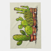 Waterverf Green Cactus Planten Theedoek (Verticaal)