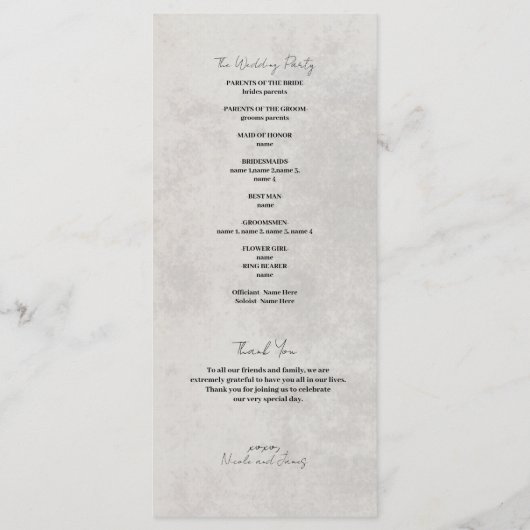 Waterverf Green Cactus Stone Grey Wedding Programm Menu (Achterkant)