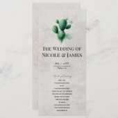 Waterverf Green Cactus Stone Grey Wedding Programm Menu (Voorkant / Achterkant)