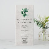 Waterverf Green Cactus Stone Grey Wedding Programm Menu (Staand voorkant)