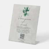 Waterverf Green Cactus Wedding Honeymoon Fund Reclamebord Met Voetstuk (Voorkant)