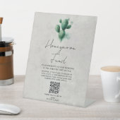 Waterverf Green Cactus Wedding Honeymoon Fund Reclamebord Met Voetstuk (Insitu)