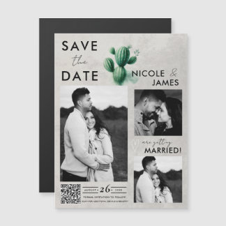 Waterverf Green Cactus Wedding Save the Date