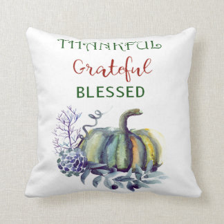 Waterverf Green en Blue Pumpkin Sierkussen