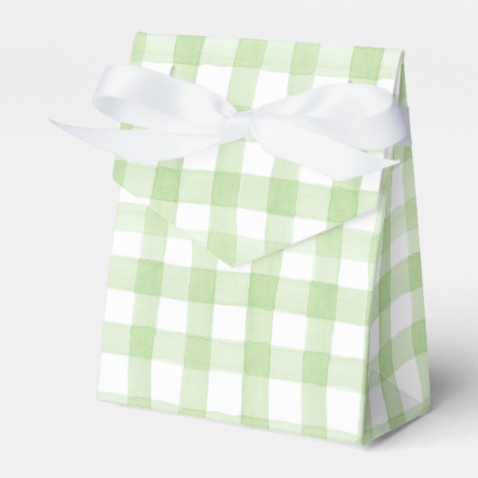 Waterverf Green en White Gingham Bedankdoosjes (Voorkant Zijde)