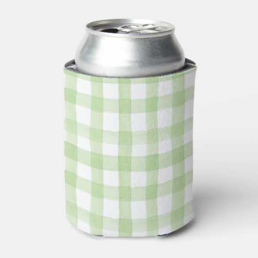 Waterverf Green en White Gingham Blikjeskoeler (Blikje Voorkant)
