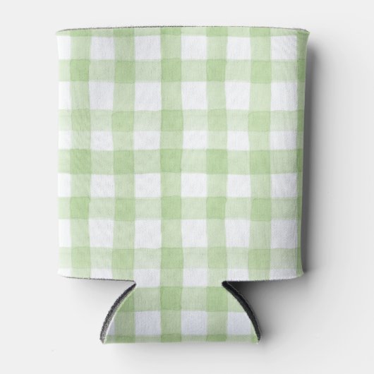 Waterverf Green en White Gingham Blikjeskoeler (Voorkant)