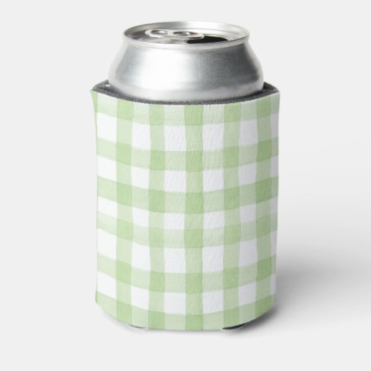 Waterverf Green en White Gingham Blikjeskoeler (Blikje Achterkant)
