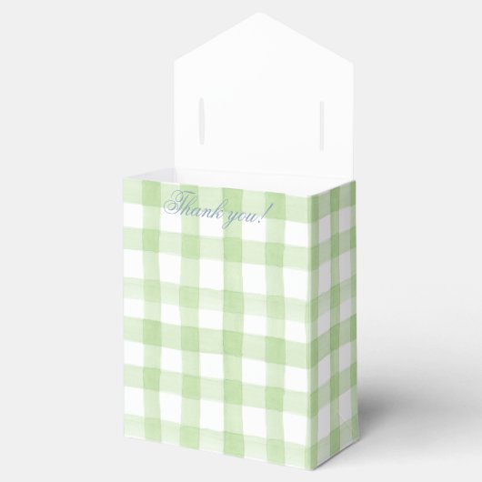 Waterverf Green en White Gingham Crest Bedankdoosjes (Geopend)