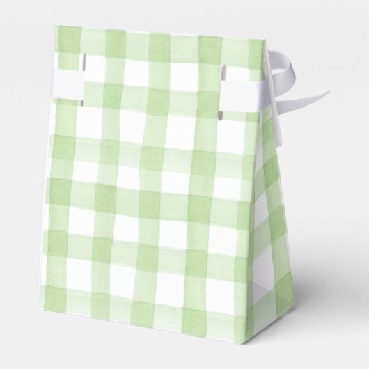 Waterverf Green en White Gingham Crest Bedankdoosjes (Achterkant)