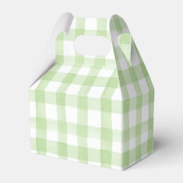 Waterverf Green en White Gingham Crest Bedankdoosjes