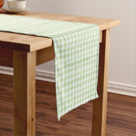 Waterverf Green en White Gingham Crest Wedding Korte Tafelloper