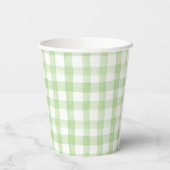 Waterverf Green en White Gingham Papieren Bekers (Achterkant)