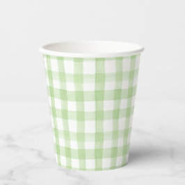 Waterverf Green en White Gingham Papieren Bekers