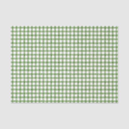 Waterverf Green en White Gingham Tissuepapier (Voorkant)