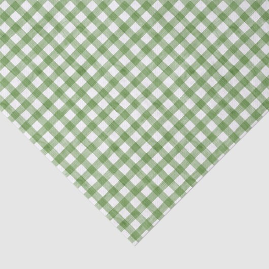 Waterverf Green en White Gingham Tissuepapier (Detail)