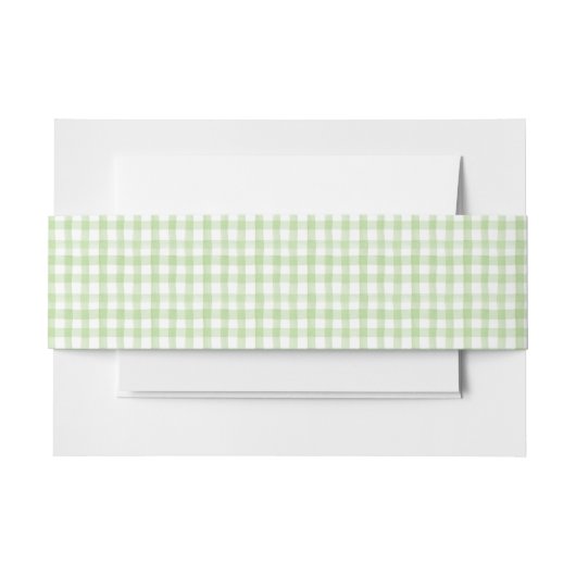 Waterverf Green en White Gingham Uitnodigingen Wikkel (Voorkant Voorbeeld)