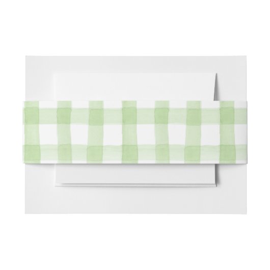 Waterverf Green en White Gingham Uitnodigingen Wikkel (Voorkant Voorbeeld)
