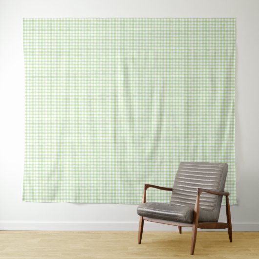 Waterverf Green en White Gingham Wandkleed (In Situ (horizontaal))