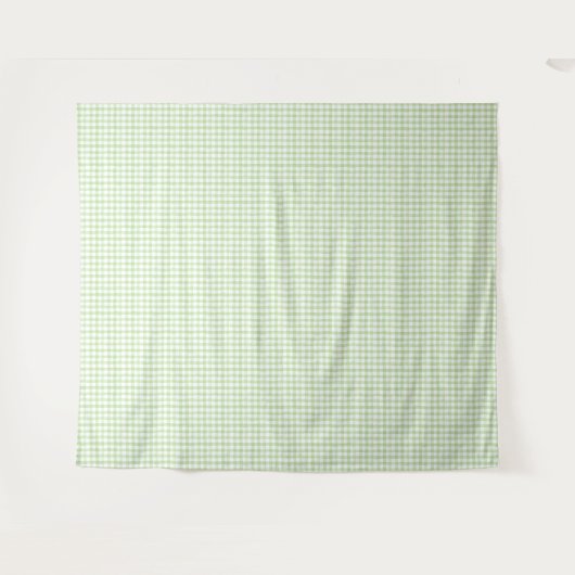 Waterverf Green en White Gingham Wandkleed (Voorkant (horizontaal))