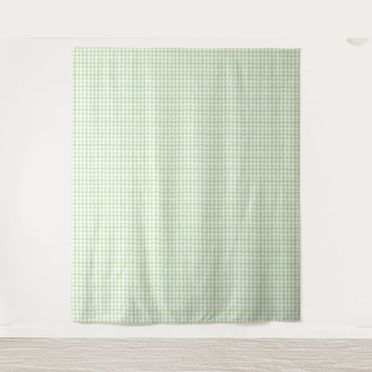 Waterverf Green en White Gingham Wandkleed (Voorkant)