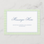 Waterverf Green en White Gingham Wedding Informatiekaartje (Voorkant)