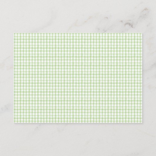 Waterverf Green en White Gingham Wedding Informatiekaartje (Achterkant)