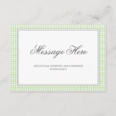 Waterverf Green en White Gingham Wedding Informatiekaartje (Voorkant)