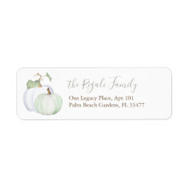 Waterverf Green en White Pumpkin Return Address Etiket