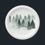 Waterverf Green en White Trees Woodland Rustic Papieren Bordje<br><div class="desc">Waterverf Green and White Trees Woodland Rustic Paper Borden Design. The Sunday Collective © by Rachel Hannah Gee</div>