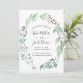 Waterverf Green Engagement Party uitnodiging (Staand voorkant)