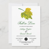 Waterverf Green Fall Leaves herfst bloemenbruiloft Kaart (Voorkant)