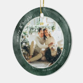 Waterverf Green Family Foto | Merry en Bright C Keramisch Ornament (Links)