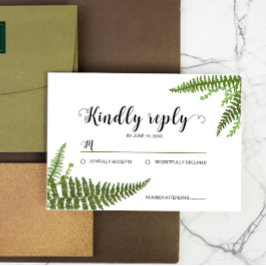 Waterverf Green Fern Leaf Wedding Verloving RSVP