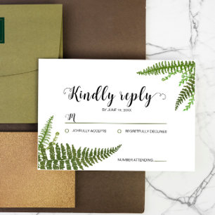 Waterverf Green Fern Leaf Wedding Verloving RSVP