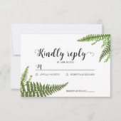 Waterverf Green Fern Leaf Wedding Verloving RSVP (Voorkant)