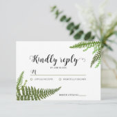 Waterverf Green Fern Leaf Wedding Verloving RSVP Kaartje (Staand voorkant)