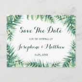 Waterverf Green Fern Save the Date Aankondigingskaart (Voorkant)