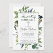 Waterverf Green First Holy Communion Silver Kaart (Voorkant)