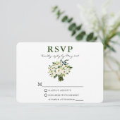 Waterverf Green Floral Bouquet Greenery RSVP Kaartje (Staand voorkant)